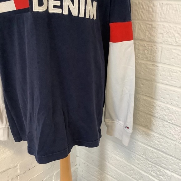Vintage Tommy Hilfiger Spellout Rugby Shirt - Size 2xl x- P2P 27โ - Navy & White - Picture 3 of 8